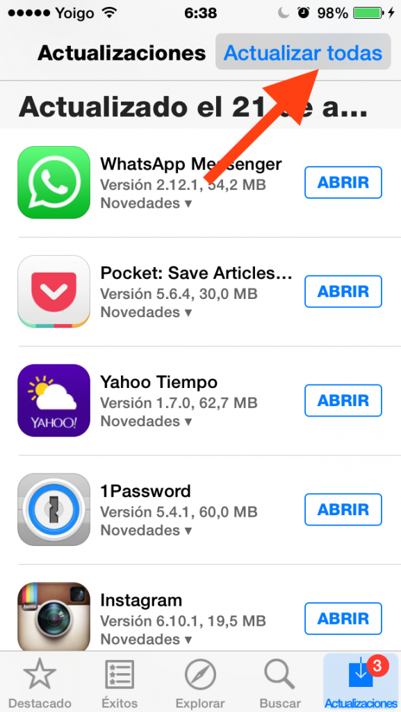 Actualiza Whatsapp en la App Store
